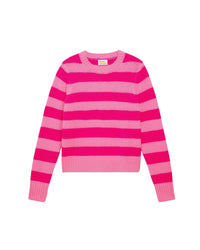 Pull à rayures en cachemire - Flash Pink