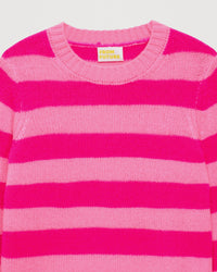 Pull à rayures en cachemire - Flash Pink
