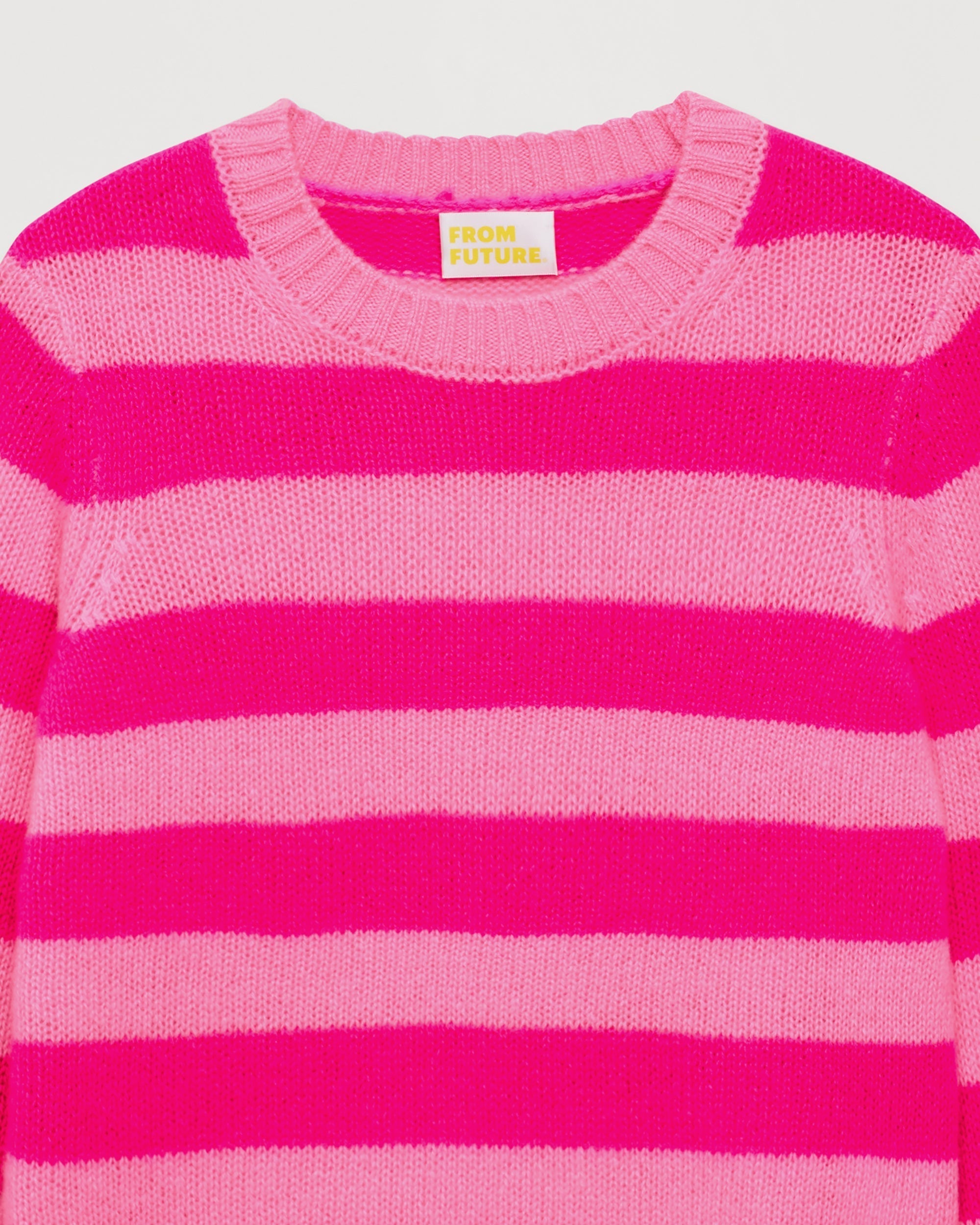 Pull à rayures en cachemire - Flash Pink
