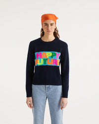 Pull Happy Future multicolore en cachemire - Navy