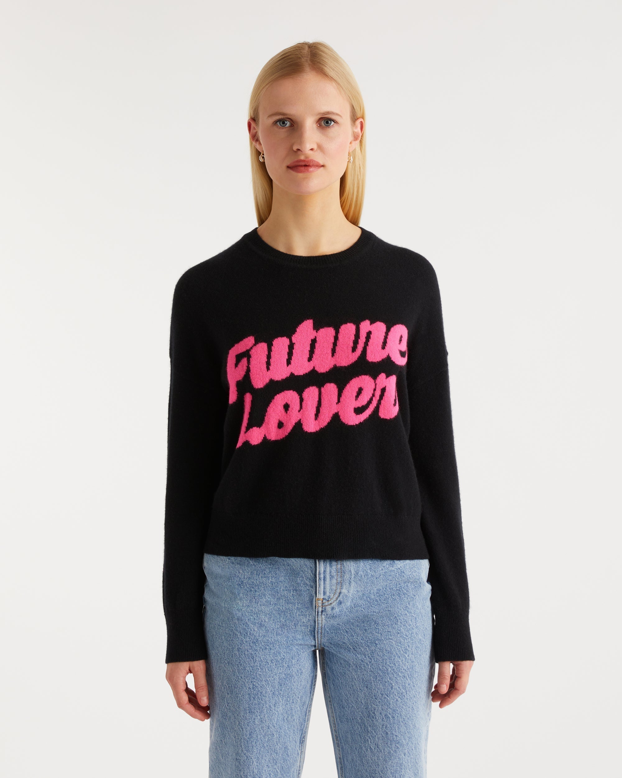 Pull oversize future lover Light en cachemire - Black