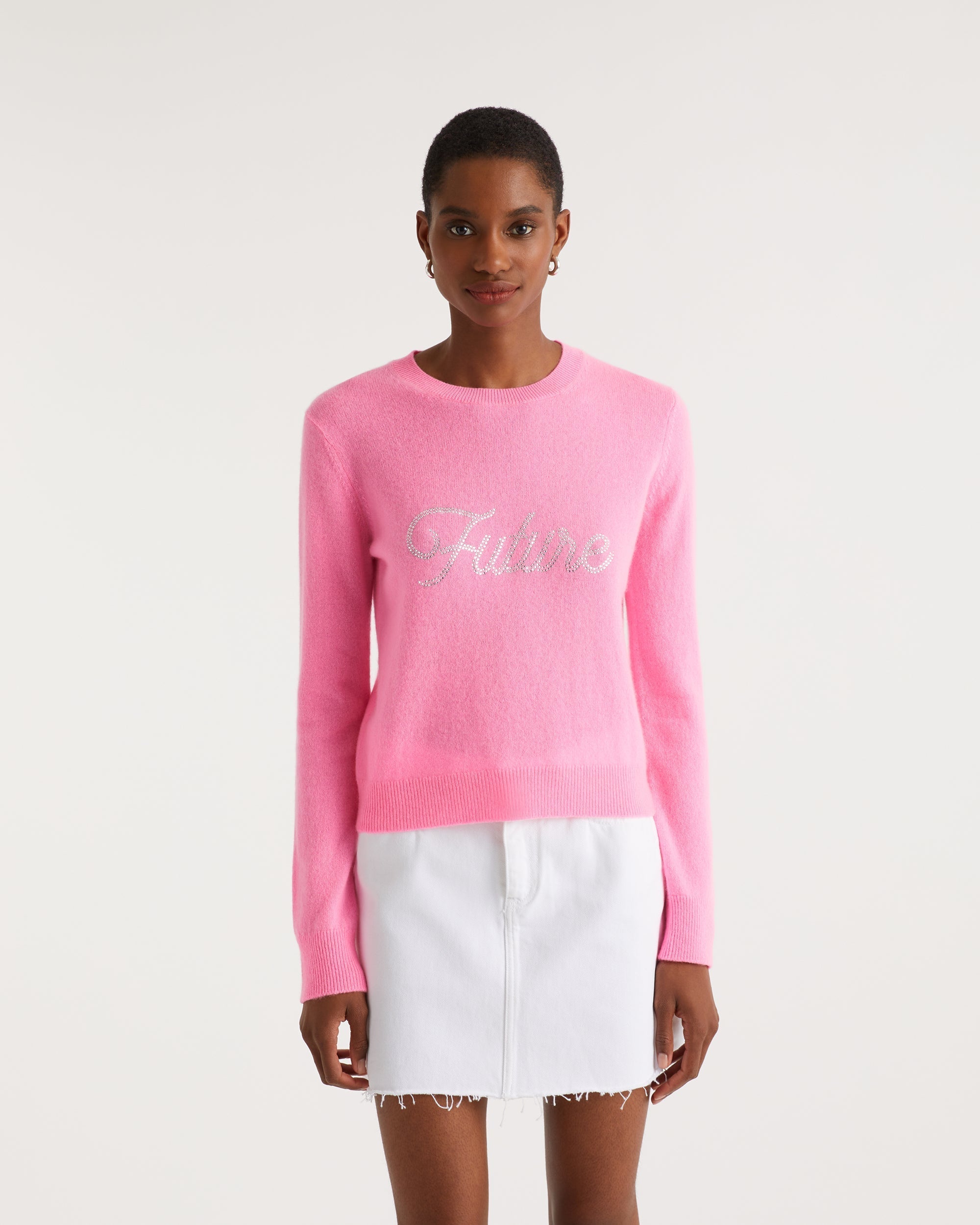 Pull Strass en cachemire - Party Pink