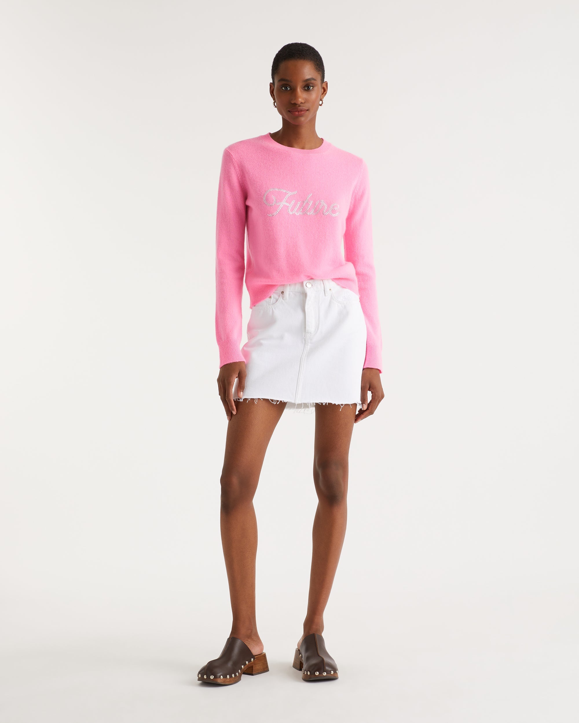 Pull Strass en cachemire - Party Pink