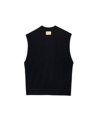 Pull sans manches à col rond classique en cachemire - Black