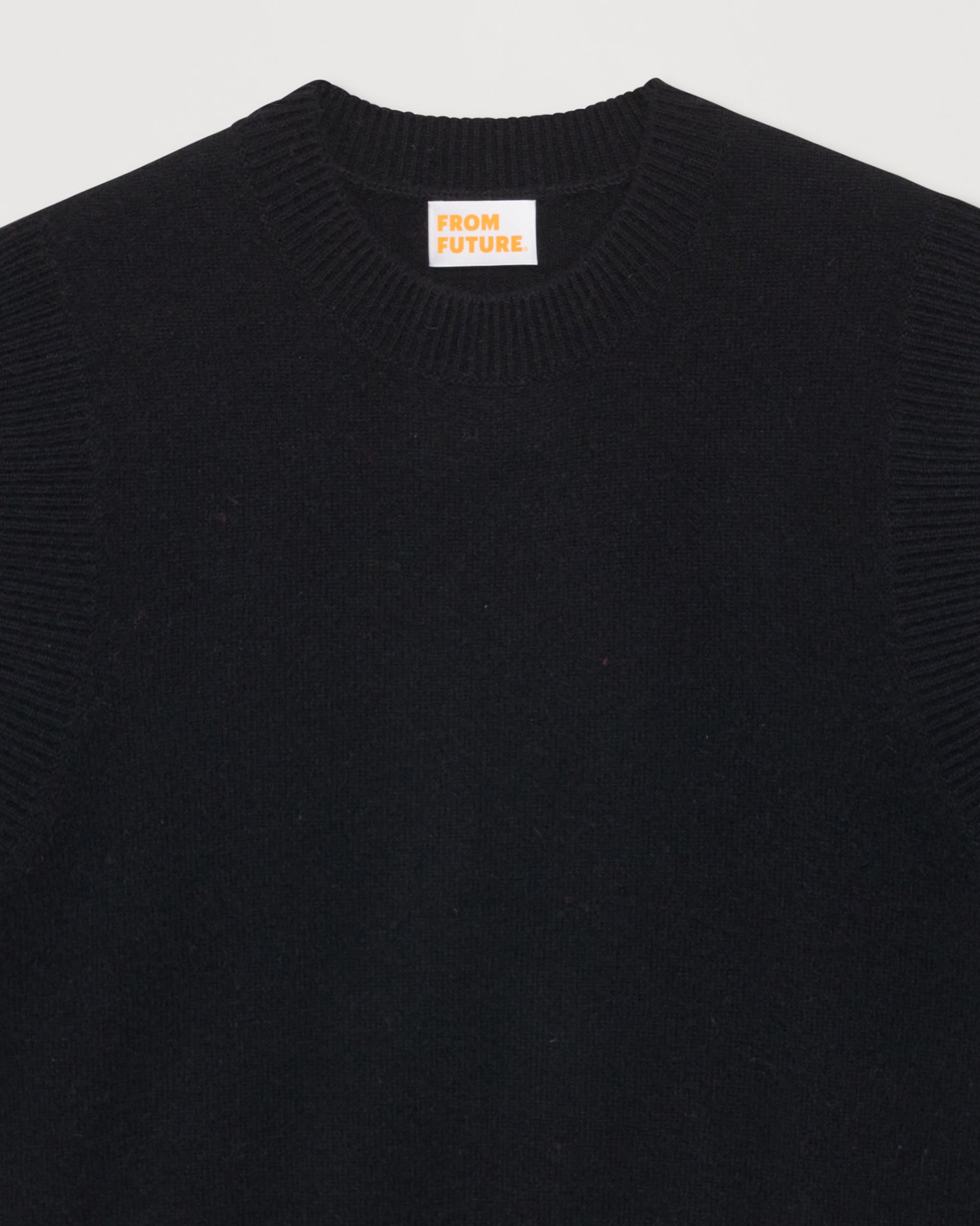 Pull sans manches à col rond classique en cachemire - Black