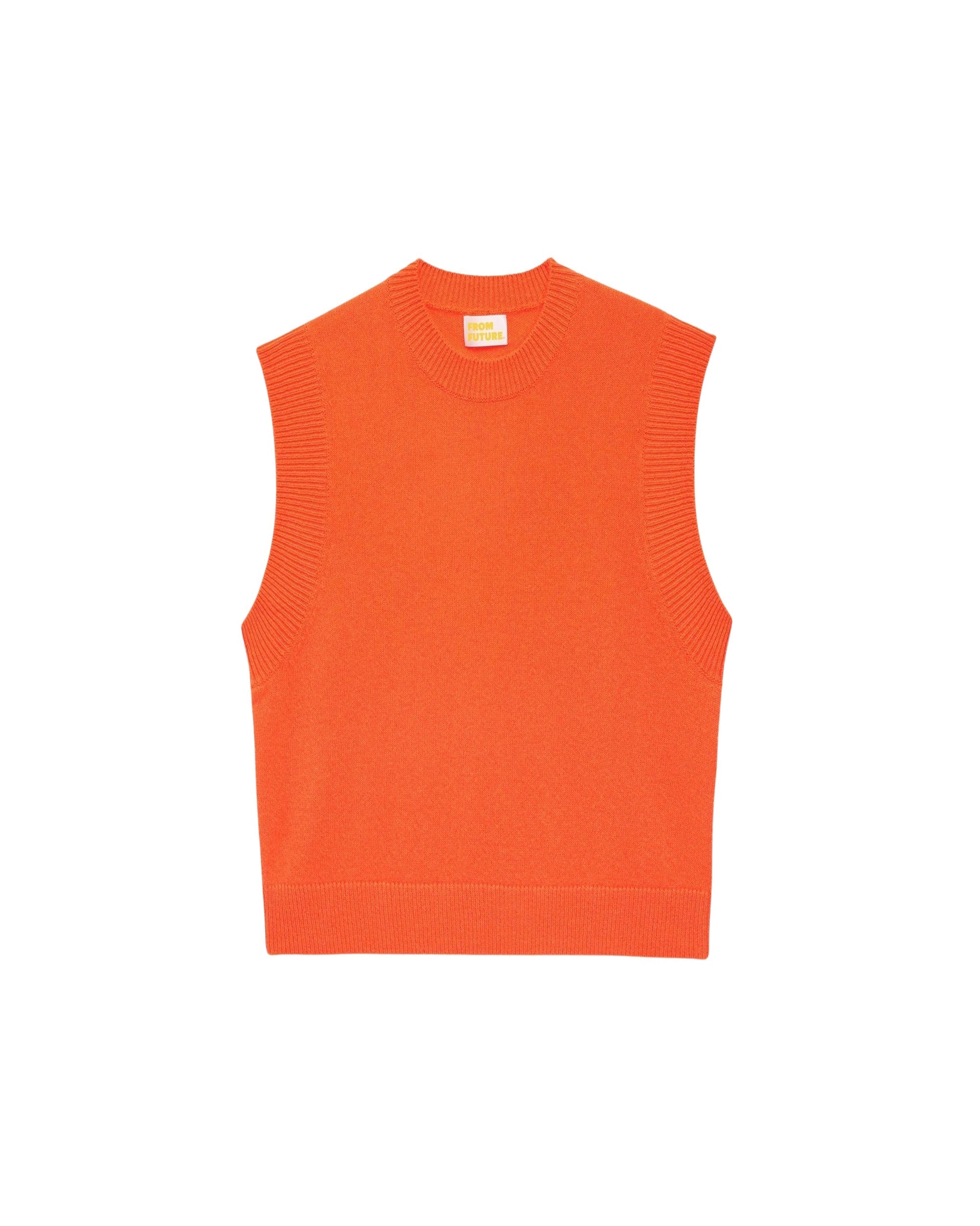 Pull sans manches à col rond classique en cachemire - Beach Orange