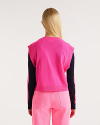 Pull sans manches à col rond classique en cachemire - Neon Pink