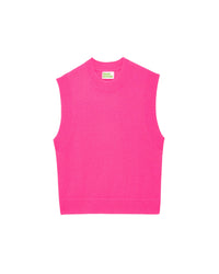 Pull sans manches à col rond classique en cachemire - Neon Pink