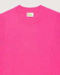 Pull sans manches à col rond classique en cachemire - Neon Pink