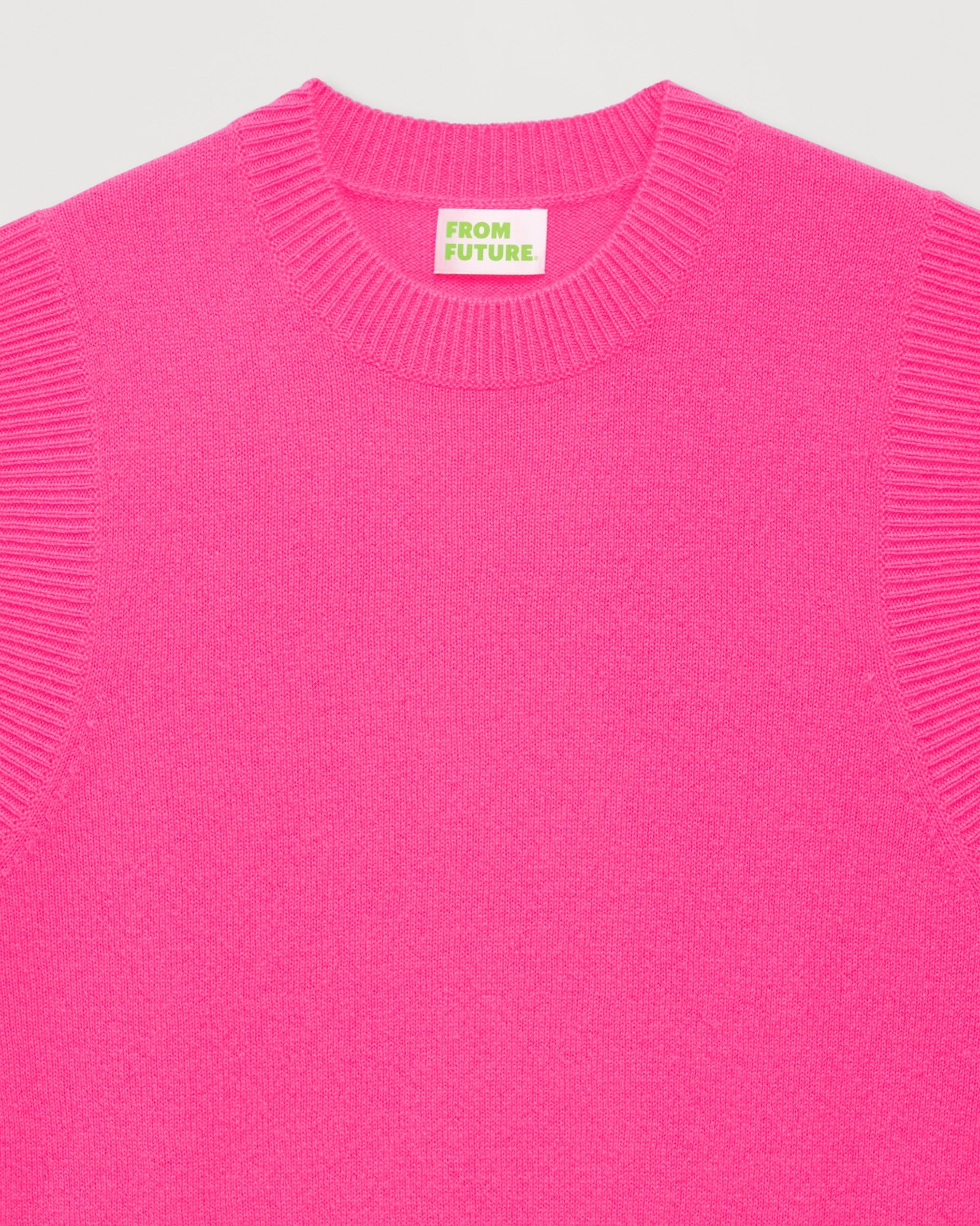 Pull sans manches à col rond classique en cachemire - Neon Pink
