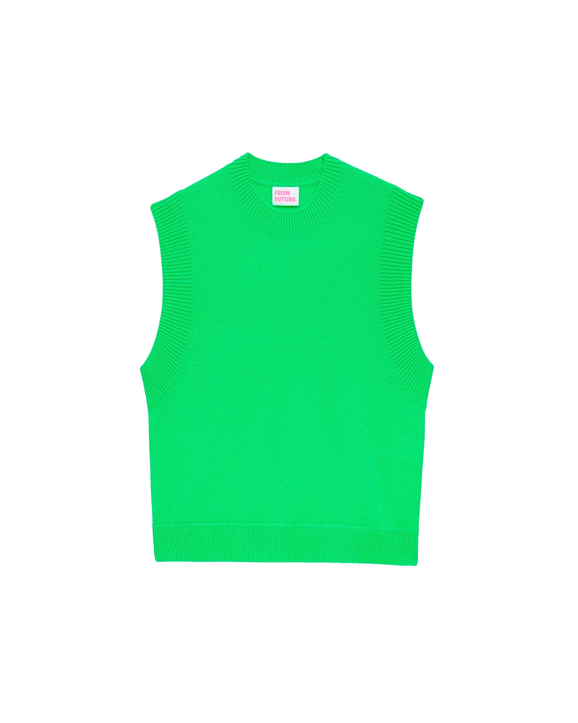 Pull sans manches à col rond classique en cachemire - Neon Green