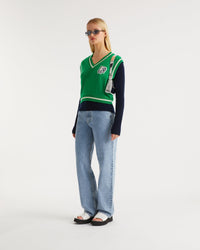 Pull sans manches FF à col V en cachemire - Summer Green