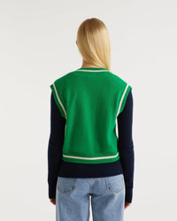 Pull sans manches FF à col V en cachemire - Summer Green