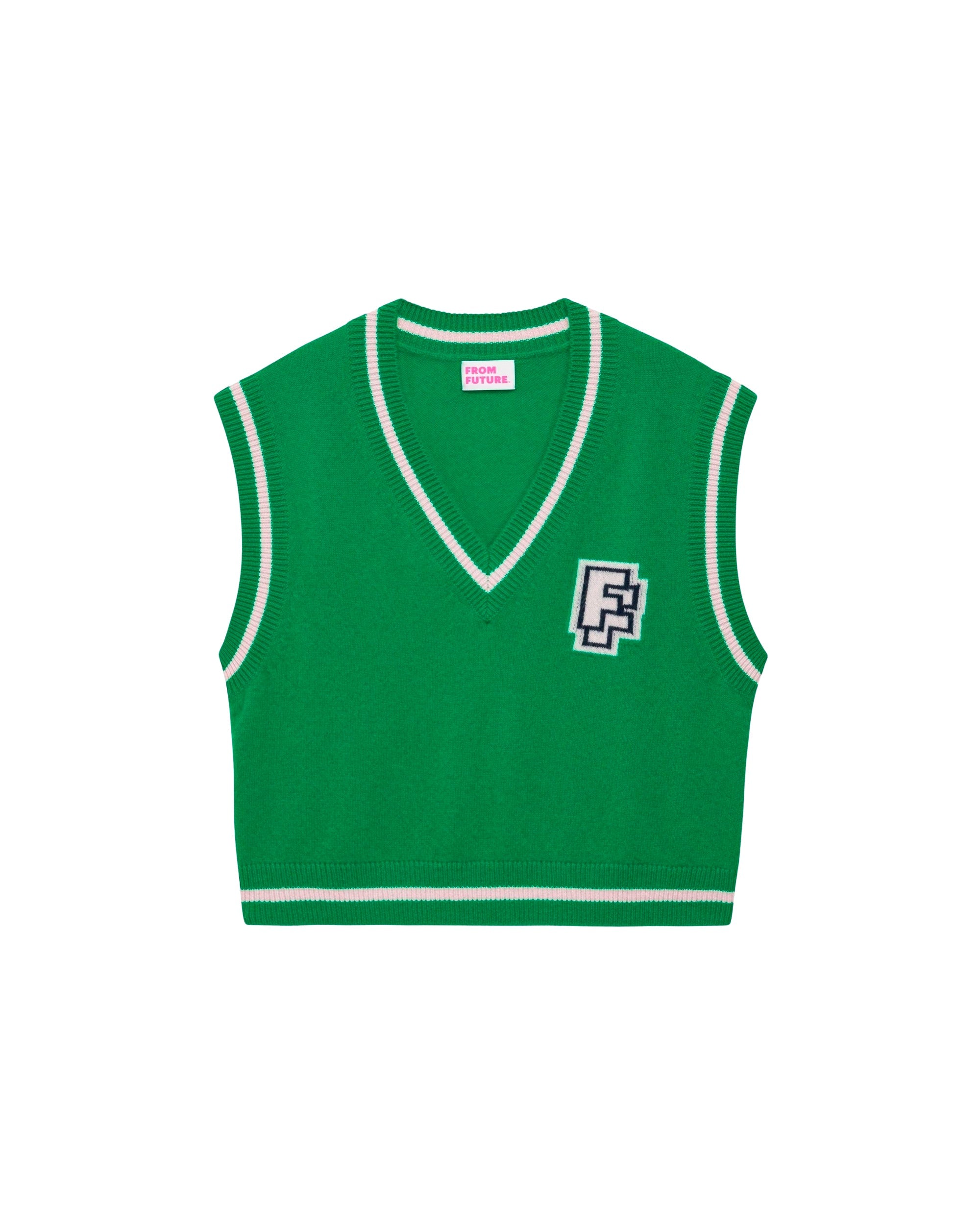 Pull sans manches FF à col V en cachemire - Summer Green