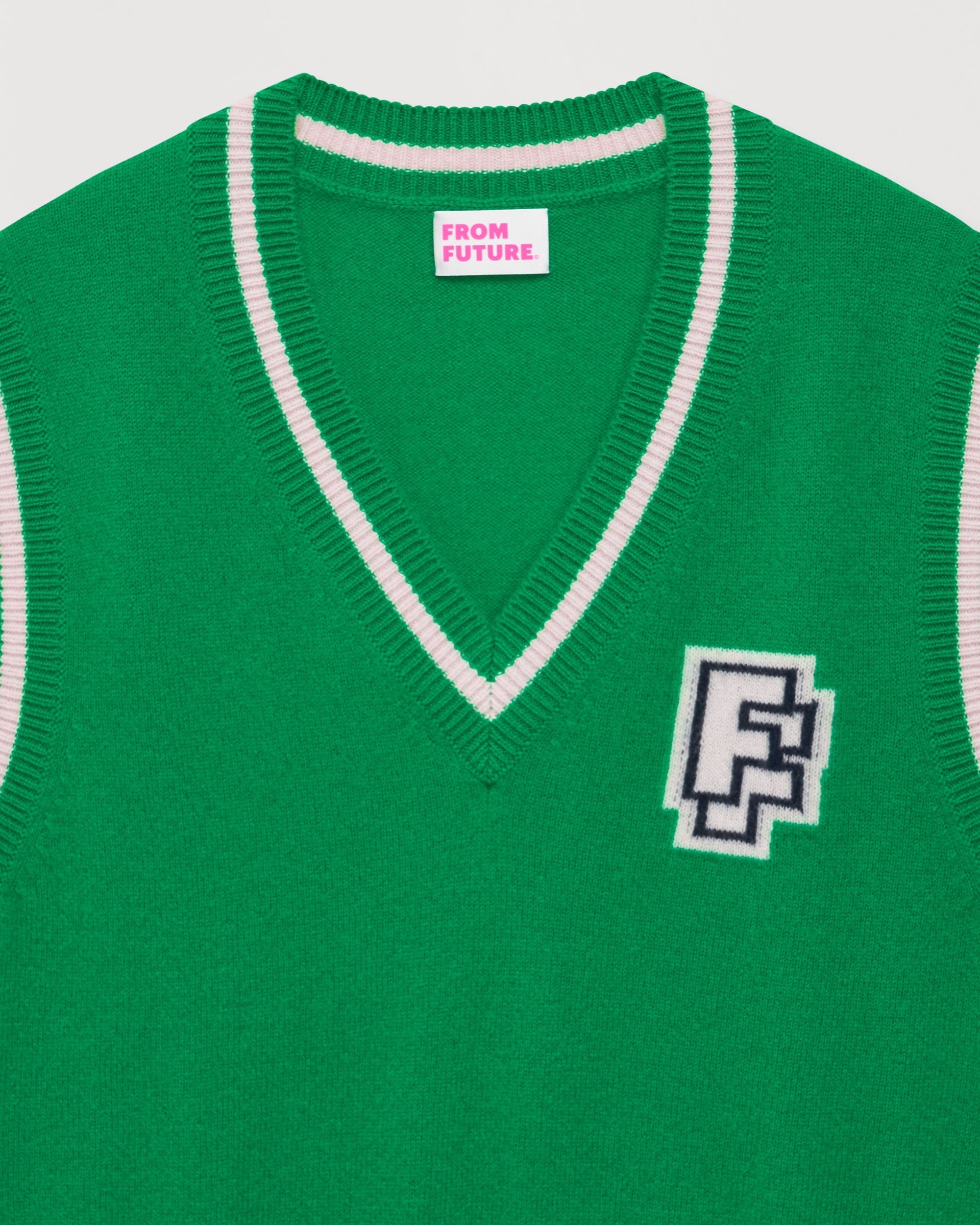 Pull sans manches FF à col V en cachemire - Summer Green