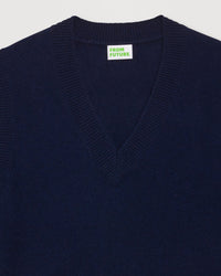 Pull sans manches à col V classique en cachemire - Navy