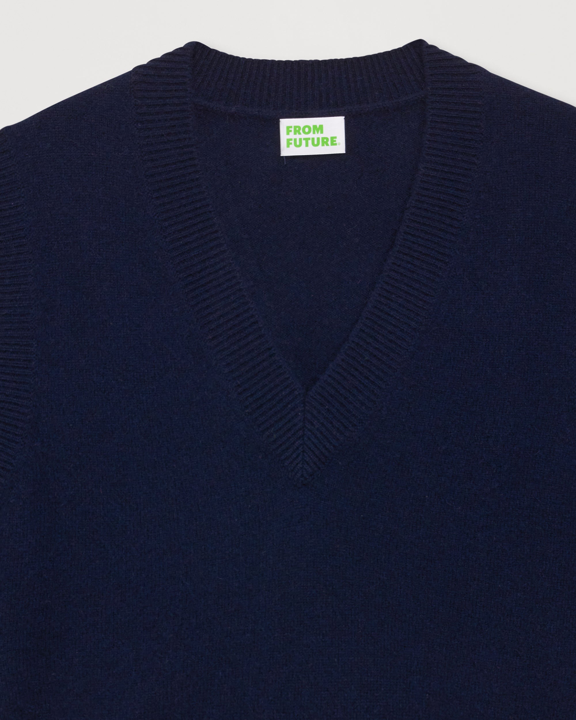 Pull sans manches à col V classique en cachemire - Navy