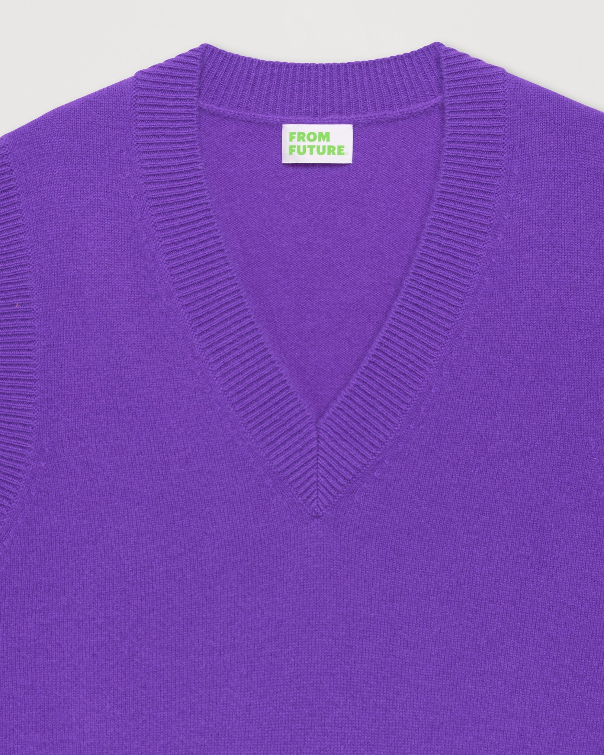 Pull sans manches à col V classique en cachemire - Neon Purple