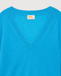 Pull à manches raglan Light en cachemire - Water Blue