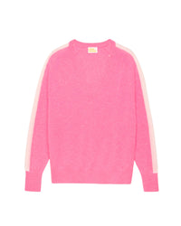 Pull oversize bande manches Light en cachemire - Sunset Pink