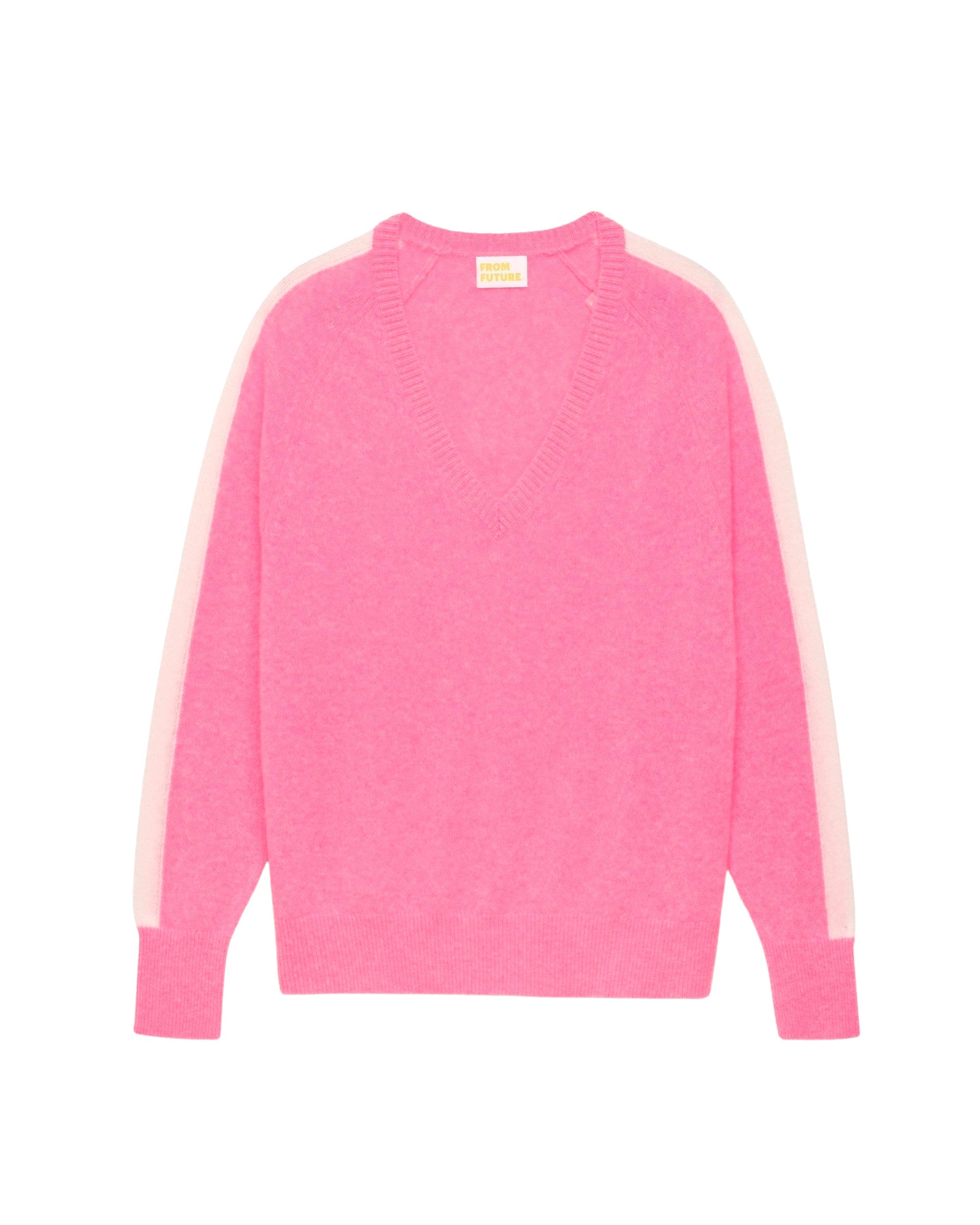 Pull oversize bande manches Light en cachemire - Sunset Pink