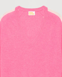 Pull oversize bande manches Light en cachemire - Sunset Pink