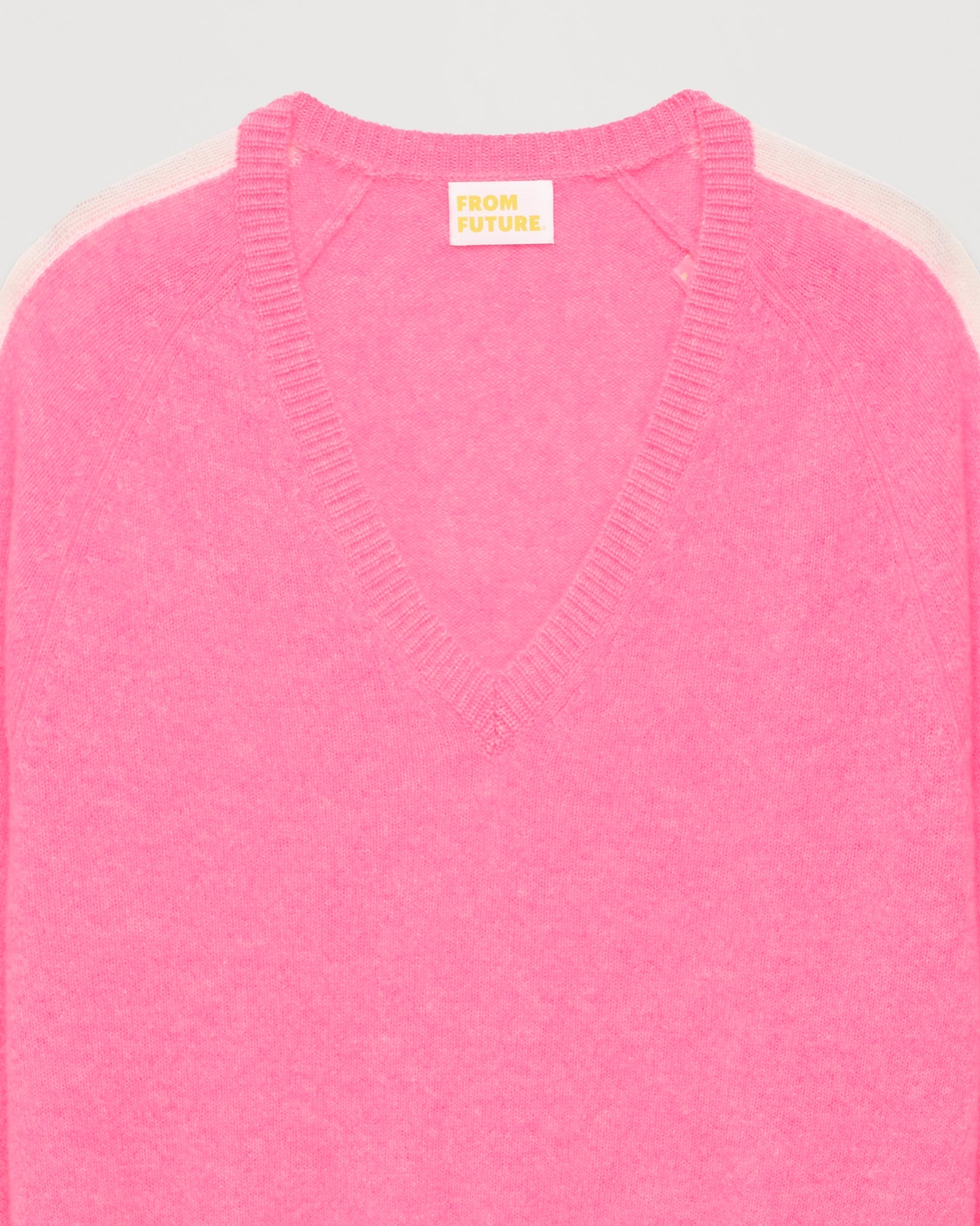 Pull oversize bande manches Light en cachemire - Sunset Pink