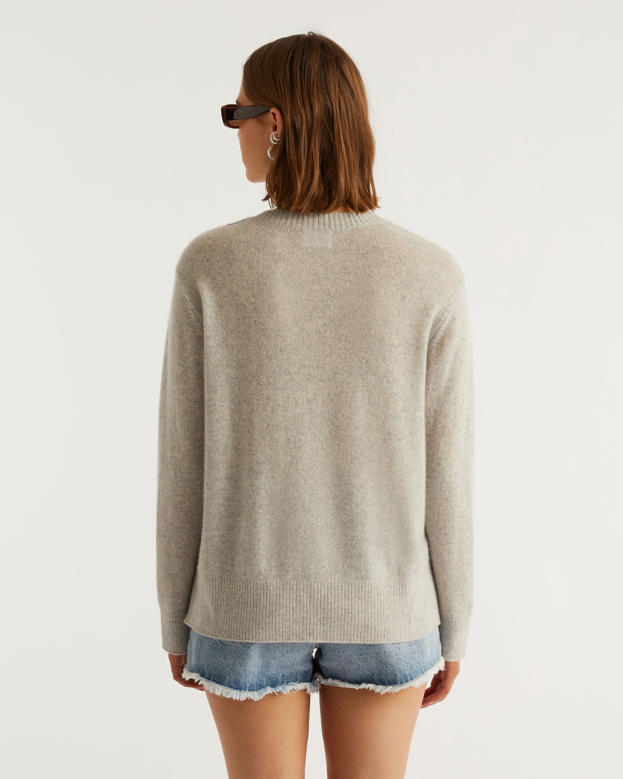 Pull à coutures contrastées Light en cachemire - Light Heather Gray