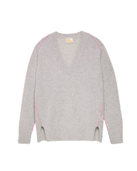 Pull à coutures contrastées Light en cachemire - Light Heather Gray