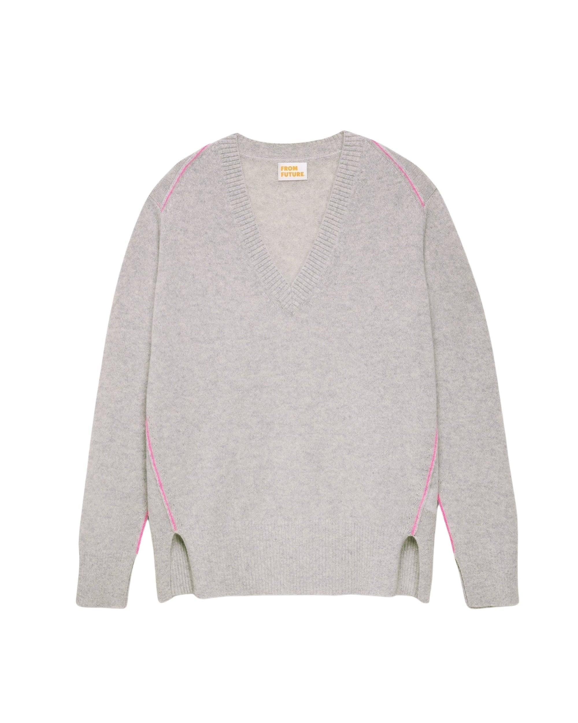 Pull à coutures contrastées Light en cachemire - Light Heather Gray