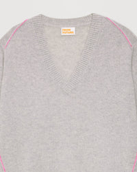 Pull à coutures contrastées Light en cachemire - Light Heather Gray