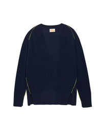 Pull à coutures contrastées Light en cachemire - Navy