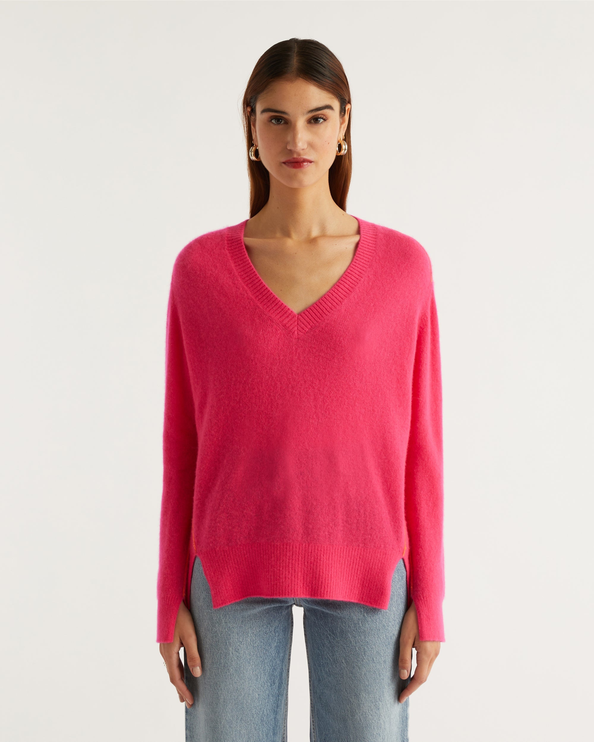Pull à coutures contrastées Light en cachemire - Beach Pink