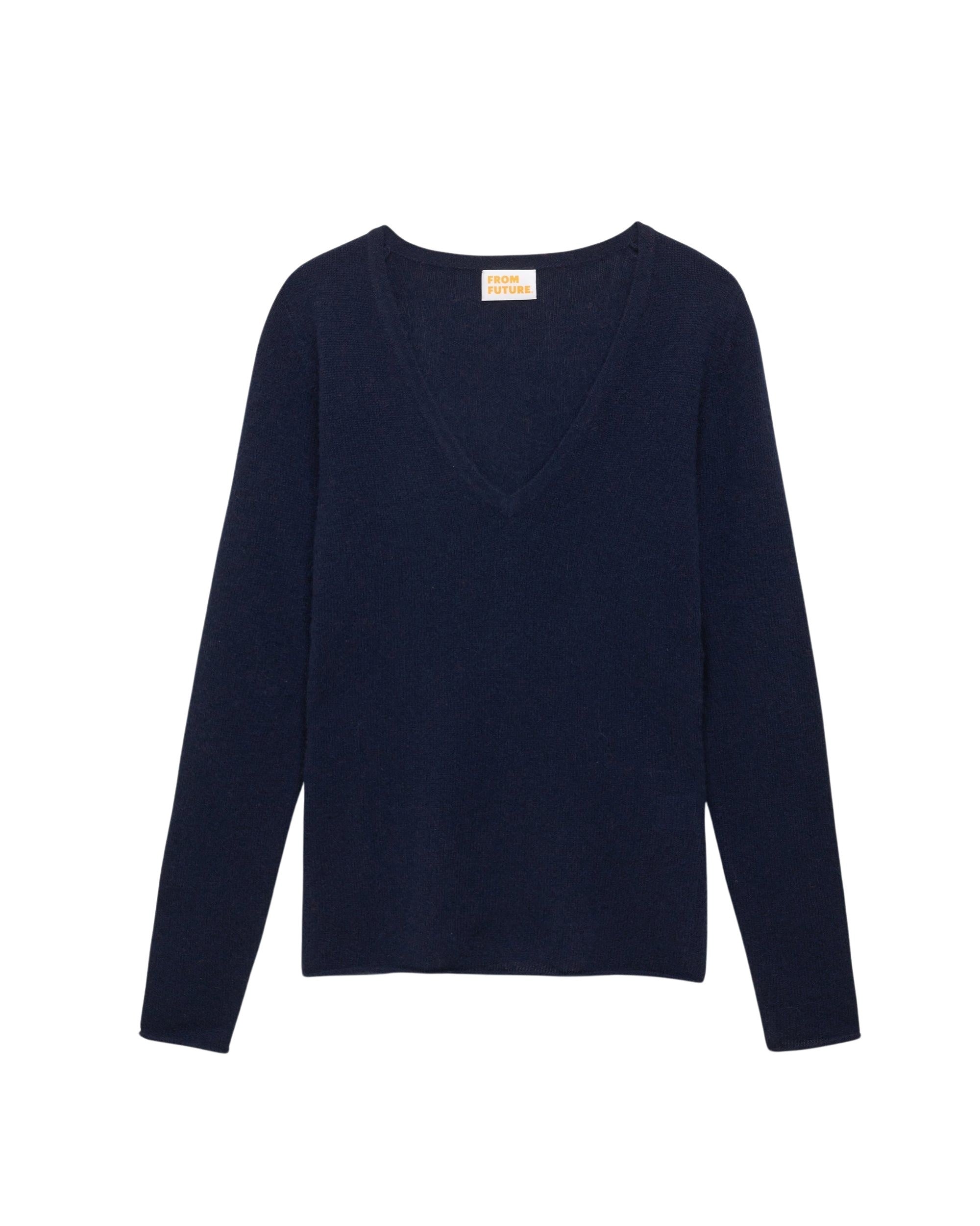 T-shirt Light slim à col V en cachemire - Navy