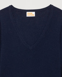 T-shirt Light slim à col V en cachemire - Navy