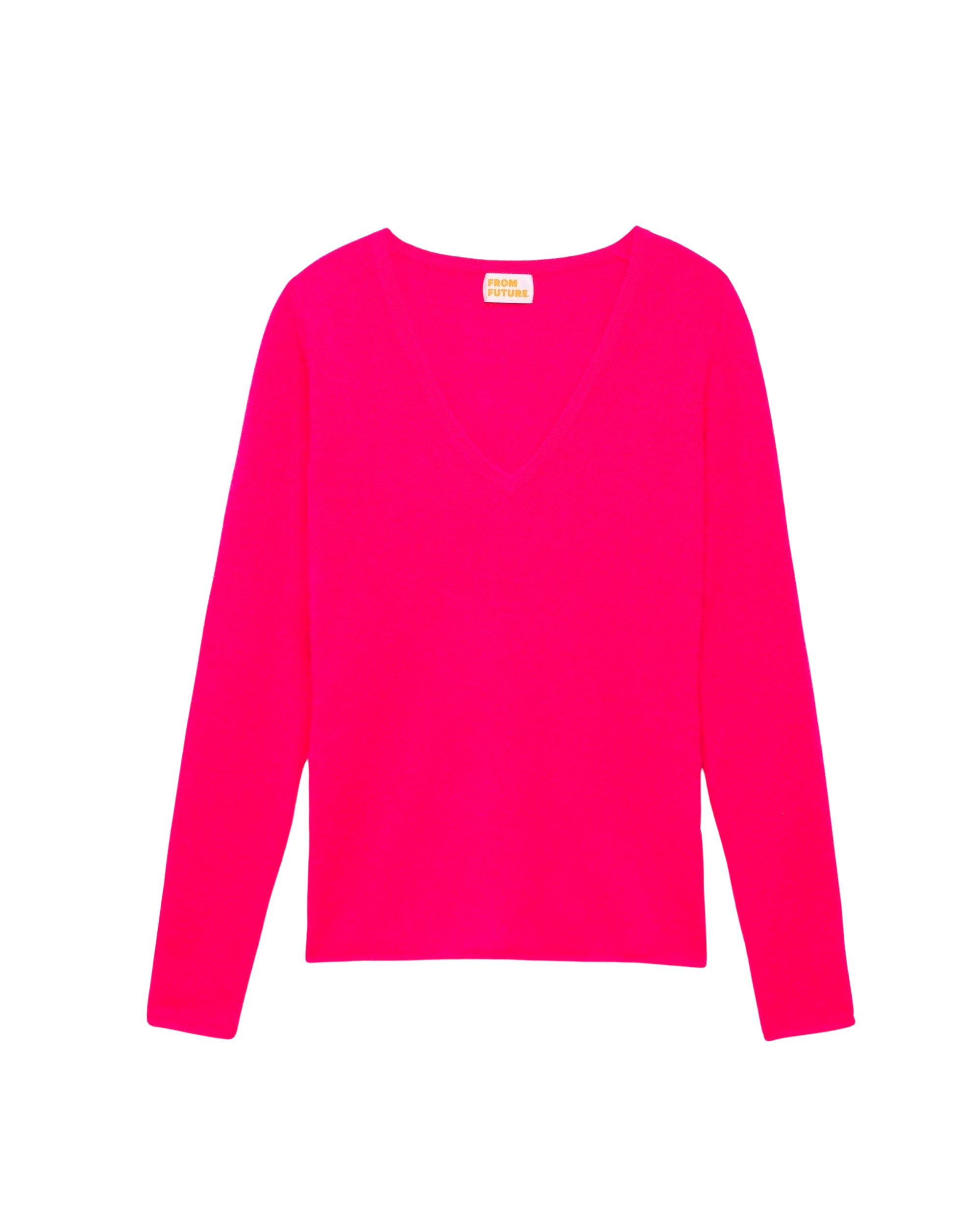 T-shirt Light slim à col V en cachemire - Beach Pink