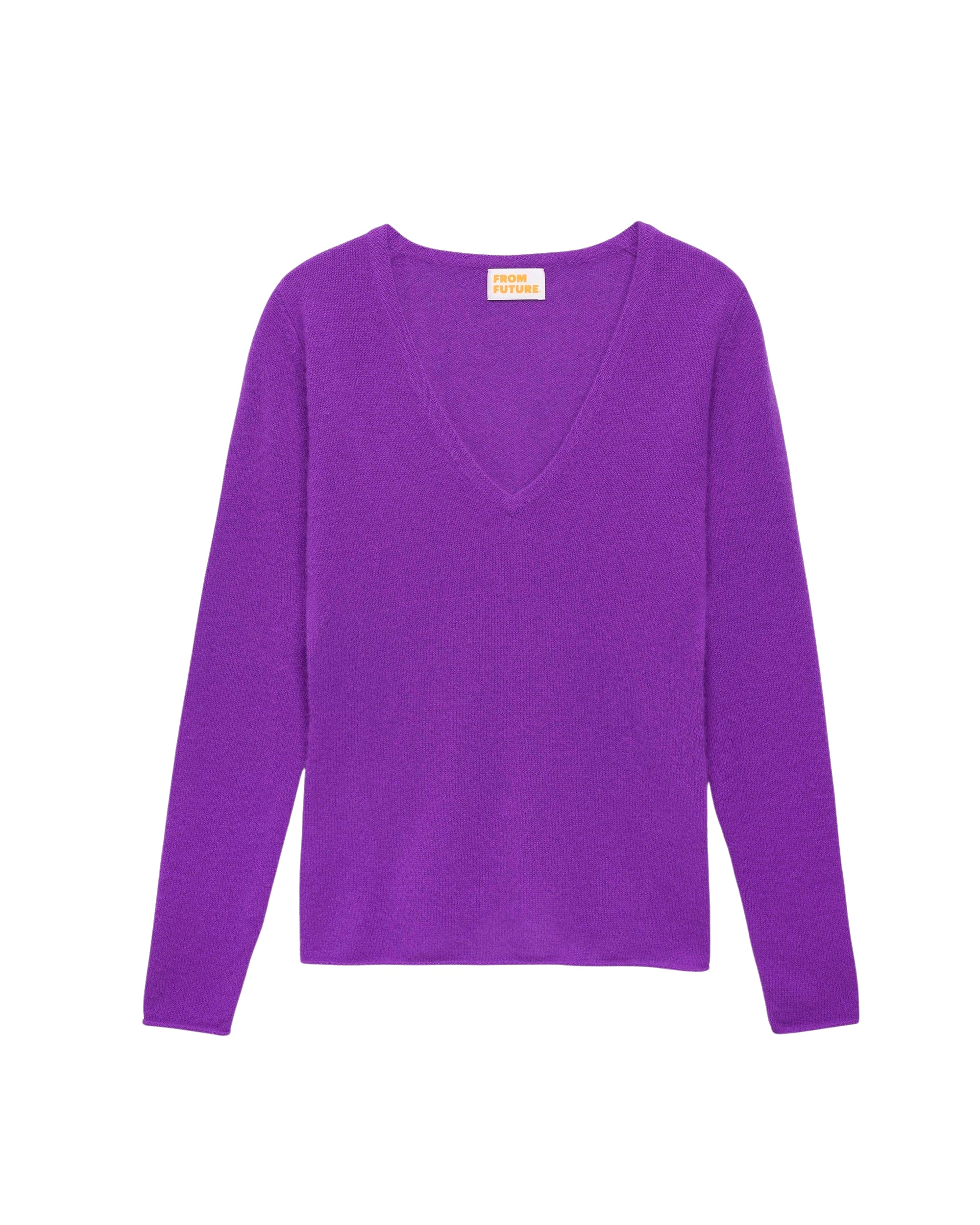 T-shirt Light slim à col V en cachemire - Neon Purple