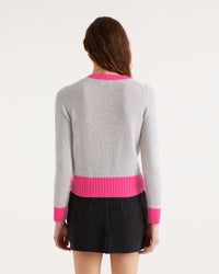 Pull à bord contrastés en cachemire - Light Heather Gray