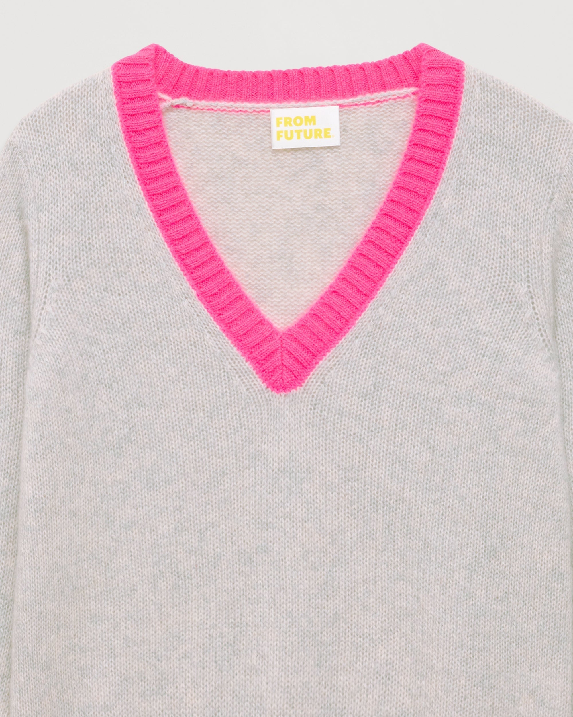Pull à bord contrastés en cachemire - Light Heather Gray