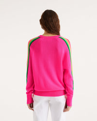 Pull oversize à bande multicolore en cachemire - Holiday Pink