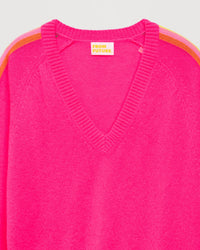Pull oversize à bande multicolore en cachemire - Holiday Pink