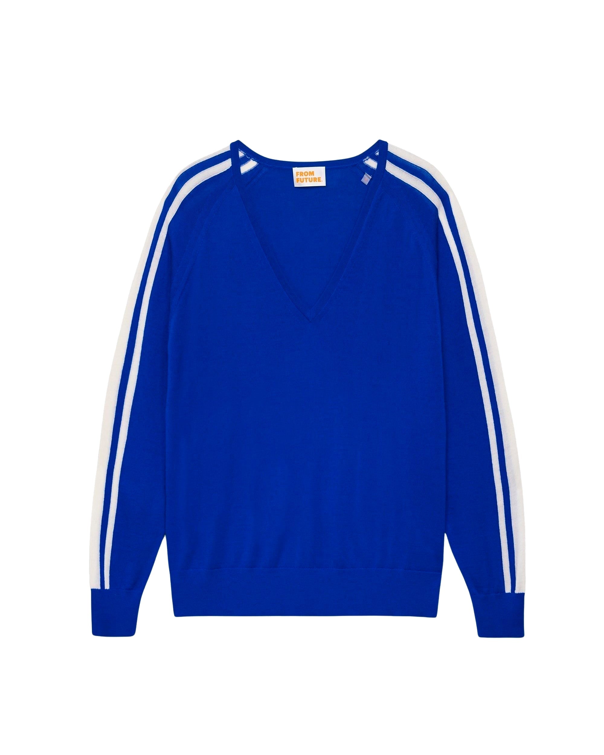 Pull oversize bandes manches en laine mérinos - Electric Blue