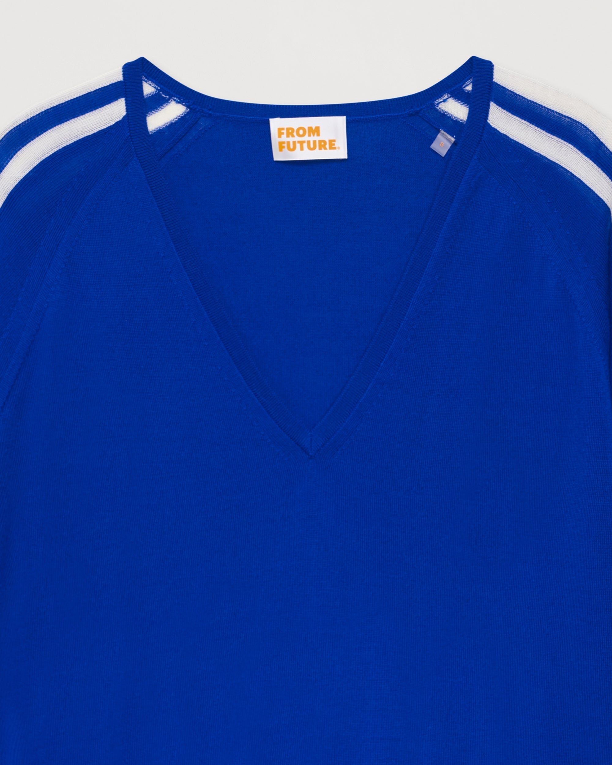Pull oversize bandes manches en laine mérinos - Electric Blue