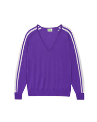 Pull oversize bandes manches en laine mérinos - Neon Purple