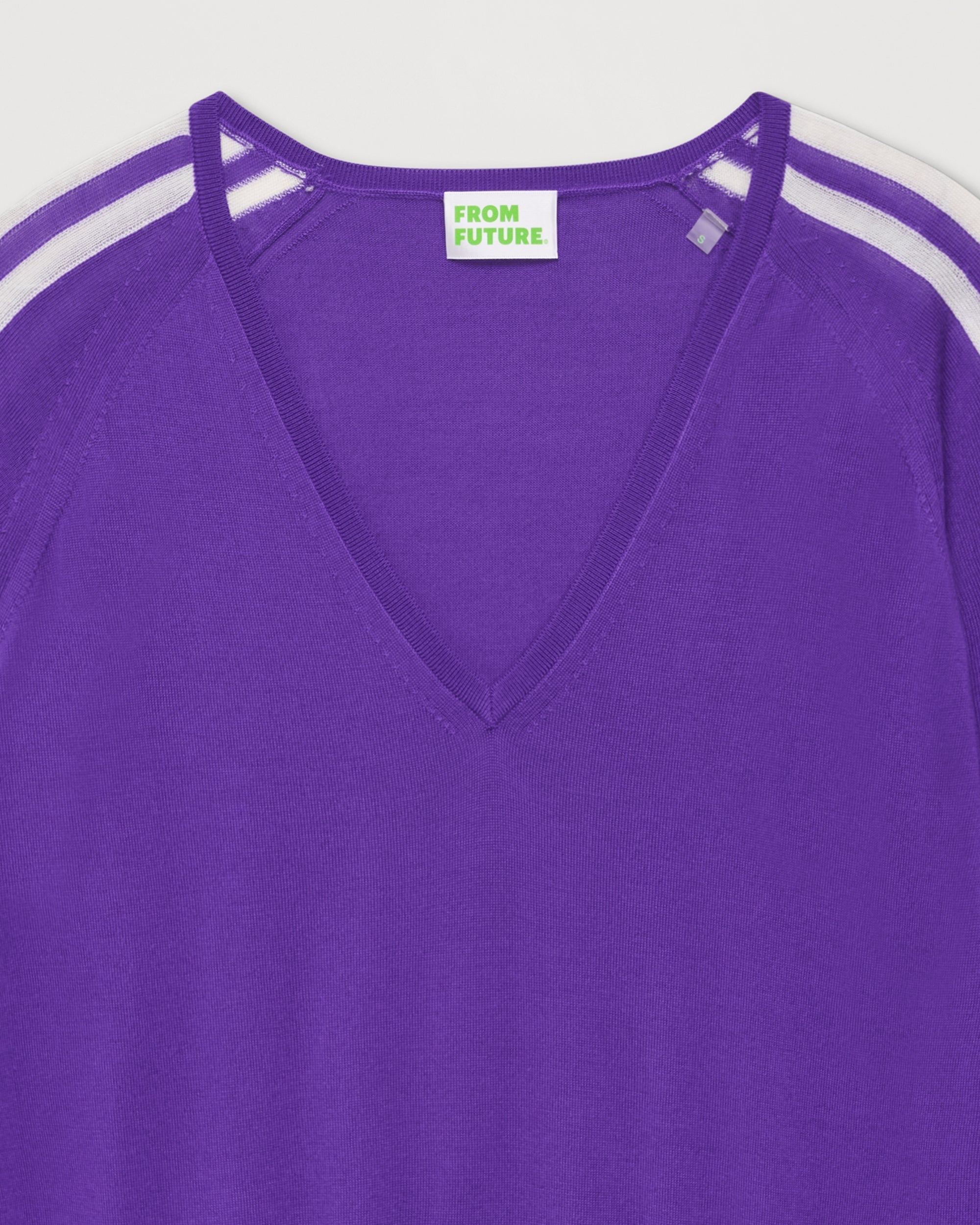 Pull oversize bandes manches en laine mérinos - Neon Purple