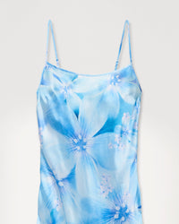 Robe longue Gisele en soie - Magic Flowers & Blue