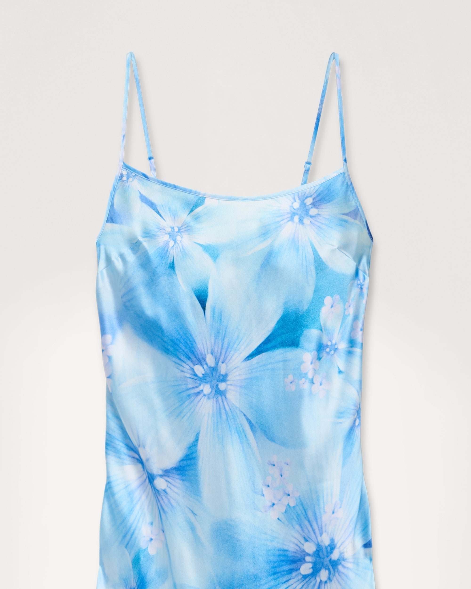 Robe longue Gisele en soie - Magic Flowers & Blue