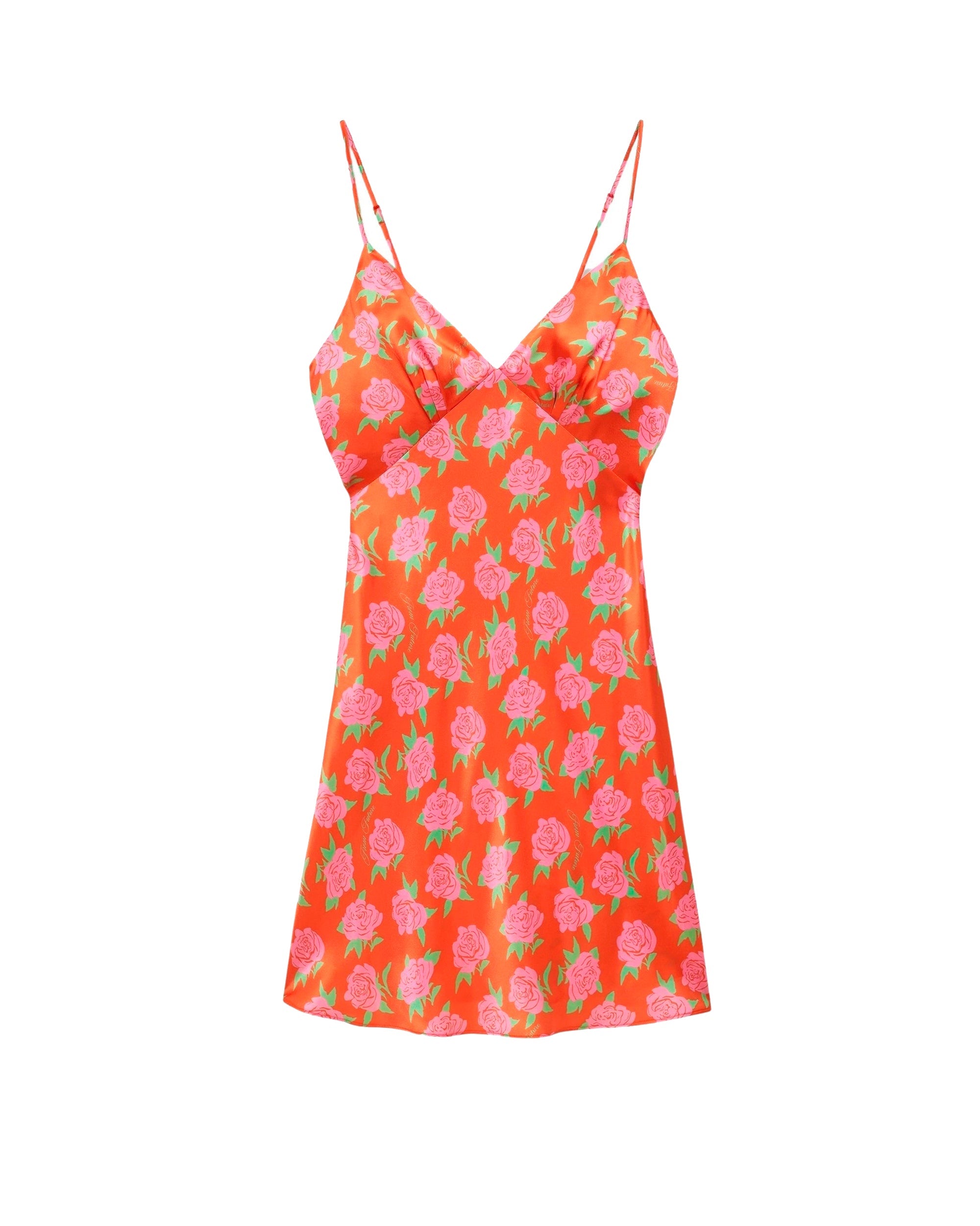 Robe courte Gloria en soie - Little Roses & Orange