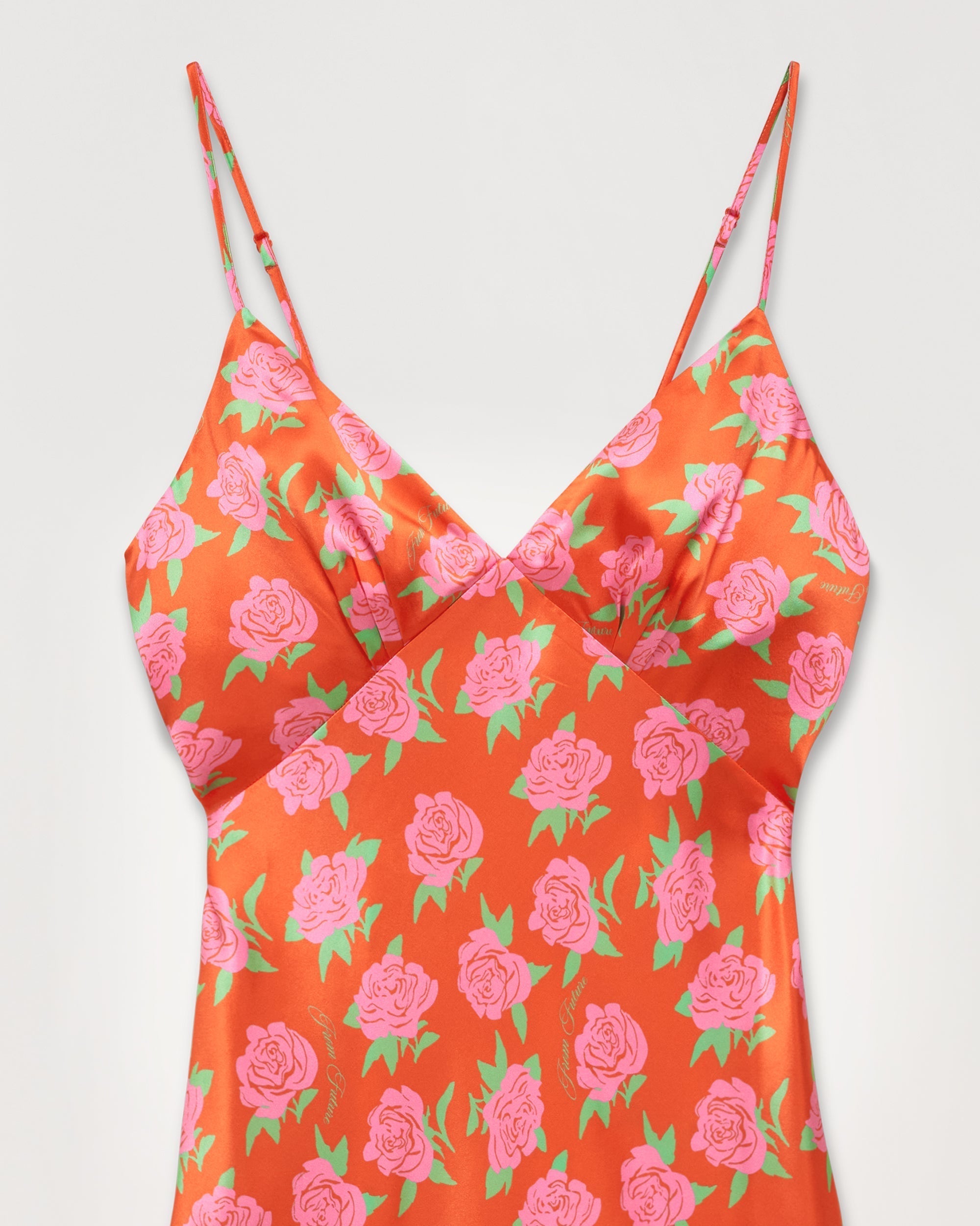 Robe courte Gloria en soie - Little Roses & Orange