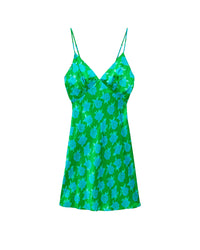 Robe courte Gloria en soie - Little Roses & Green
